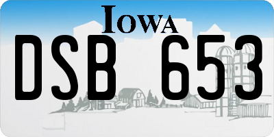 IA license plate DSB653