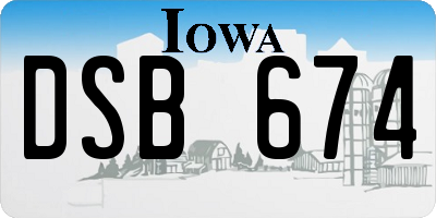 IA license plate DSB674