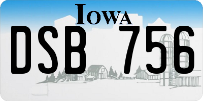 IA license plate DSB756