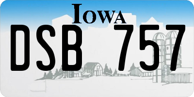 IA license plate DSB757