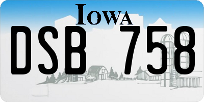 IA license plate DSB758
