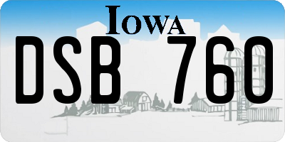 IA license plate DSB760