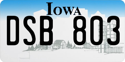 IA license plate DSB803