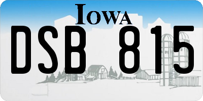 IA license plate DSB815