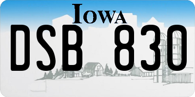 IA license plate DSB830