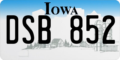 IA license plate DSB852