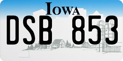 IA license plate DSB853