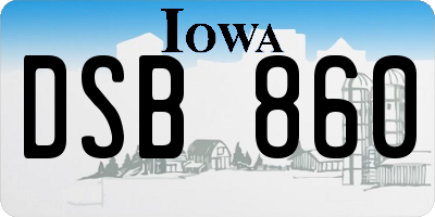 IA license plate DSB860