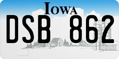 IA license plate DSB862