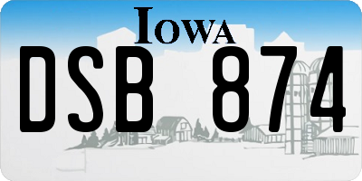 IA license plate DSB874