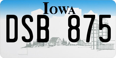IA license plate DSB875