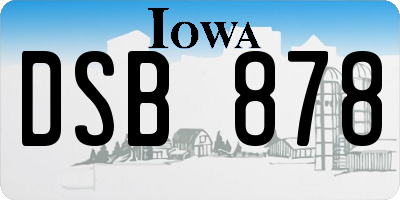 IA license plate DSB878
