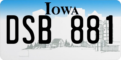 IA license plate DSB881