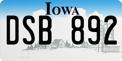 IA license plate DSB892