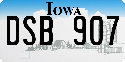 IA license plate DSB907