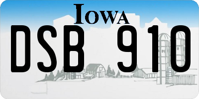 IA license plate DSB910