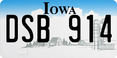 IA license plate DSB914
