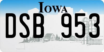 IA license plate DSB953
