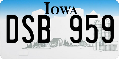 IA license plate DSB959