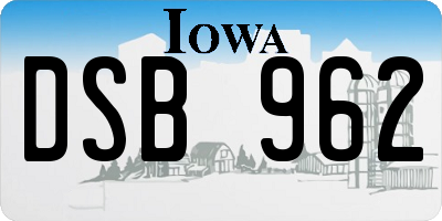 IA license plate DSB962