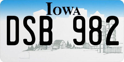 IA license plate DSB982