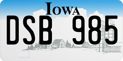 IA license plate DSB985