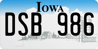 IA license plate DSB986