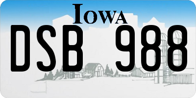 IA license plate DSB988
