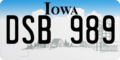 IA license plate DSB989