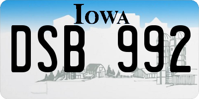 IA license plate DSB992