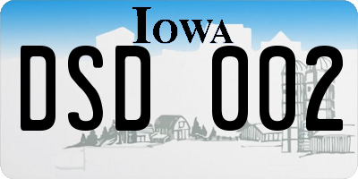 IA license plate DSD002