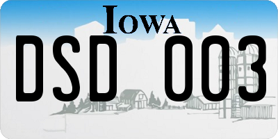 IA license plate DSD003