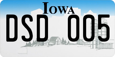 IA license plate DSD005