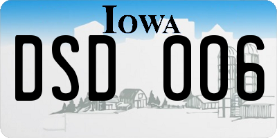 IA license plate DSD006