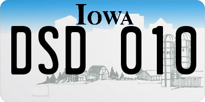 IA license plate DSD010