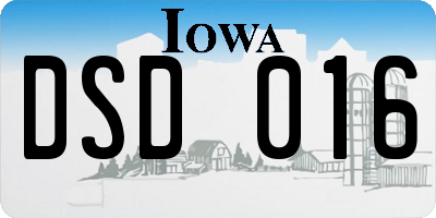 IA license plate DSD016