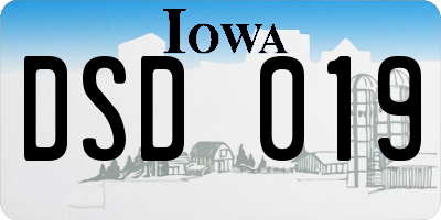 IA license plate DSD019