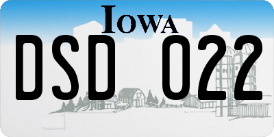 IA license plate DSD022
