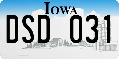 IA license plate DSD031