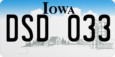 IA license plate DSD033