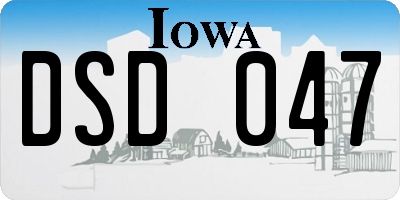 IA license plate DSD047