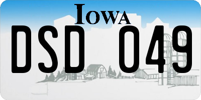 IA license plate DSD049
