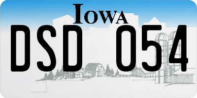 IA license plate DSD054