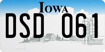 IA license plate DSD061