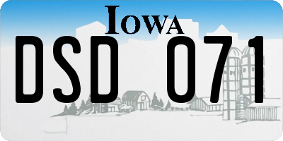 IA license plate DSD071