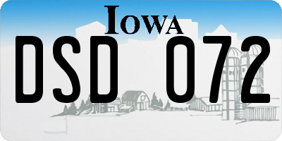 IA license plate DSD072
