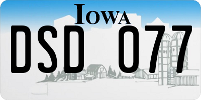 IA license plate DSD077