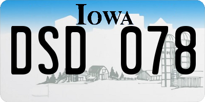 IA license plate DSD078