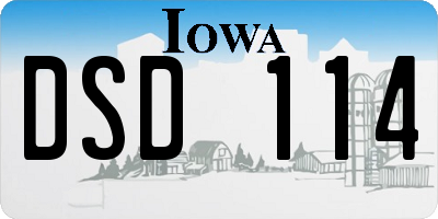 IA license plate DSD114