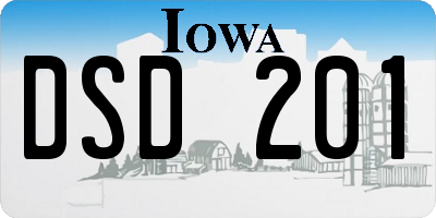IA license plate DSD201